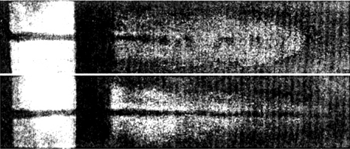 ���. 8. �������������� ����� � �������� (������� ������� - ����������� � ����� 450 ��, ������ ������� - ����������� ��� ����)